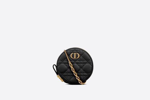 CHRISTIAN DIOR Caro Round Pouch with Chain | 迪奧 圓型手袋 (黑色) - LONDONKELLY