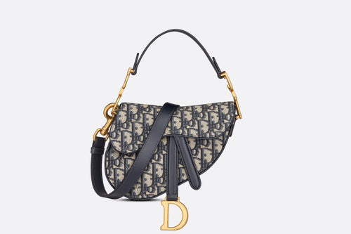 CHRISTIAN DIOR Mini Saddle Bag with Strap | 迪奧 馬鞍袋 (迷你/藍色老花) - LONDONKELLY