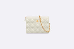 CHRISTIAN DIOR Caro Zipped Pouch with Chain | 迪奧 鏈帶小手袋 (White)