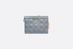 CHRISTIAN DIOR Caro Zipped Pouch with Chain | 迪奧 鏈帶小手袋 (Cloud Blue)