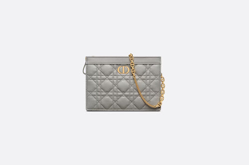 CHRISTIAN DIOR Caro Zipped Pouch with Chain | 迪奧 鏈帶小手袋 (Gray)