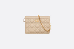 CHRISTIAN DIOR Caro Zipped Pouch with Chain | 迪奧 鏈帶小手袋 (Sand)