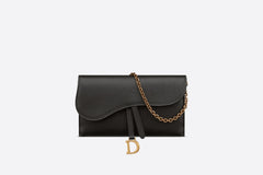 CHRISTIAN DIOR Long Saddle Wallet with Chain | 迪奧 長銀包配鏈帶 (Black)