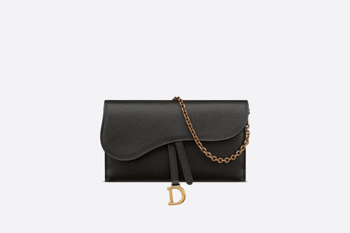 CHRISTIAN DIOR Long Saddle Wallet with Chain | 迪奧 長銀包配鏈帶 (Black)