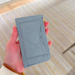 CHRISTIAN DIOR Lady Dior Compact Zipped Card Holder | 迪奧 拉鏈卡套 (Cloud Blue)