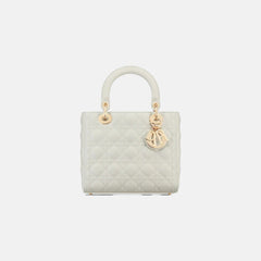 CHRISTIAN DIOR Medium Lambskin Lady Dior Bag | 迪奧 手袋 (White)