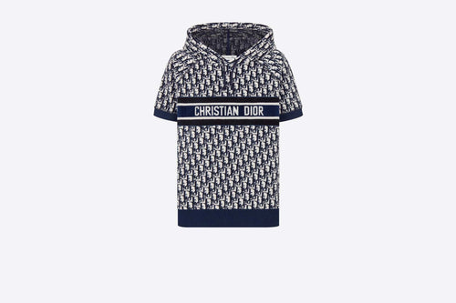 CHRISTIAN DIOR Oblique Hooded Sweatshirt | 迪奧 老花短袖連帽上衣 (藍色)