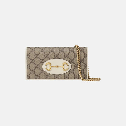 GUCCI Horsebit 1955 Wallet with Chain | 古馳 銀包連鏈帶 (White)