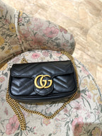 GUCCI GG Marmont Matelassé Mini Bag | 古馳 手袋 (迷你/Black)