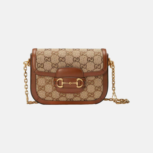 GUCCI Horsebit 1955 GG Mini Bag | 古馳 手袋 (迷你/啡色)