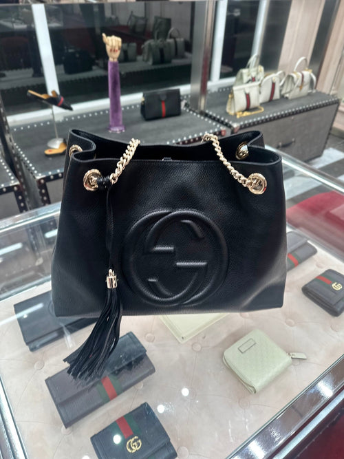 GUCCI Soho Leather Handbag | 古馳 手提袋 (黑色)