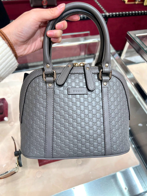 GUCCI Top Handle Zipped Handbag | 古馳 手袋 (Grey)