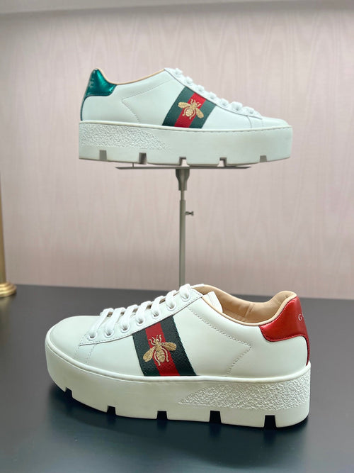GUCCI Women's Ace Embroidered Platform Sneaker | 古馳 波鞋 (白色)