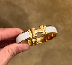 HERMES Clic H Bracelet | 愛馬仕 金手鐲 (White)