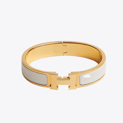 HERMES Clic H Bracelet | 愛馬仕 金手鐲 (White)