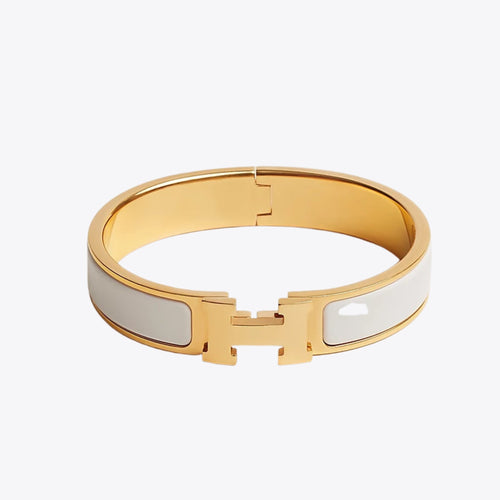 HERMES Clic H Bracelet | 愛馬仕 金手鐲 (White)