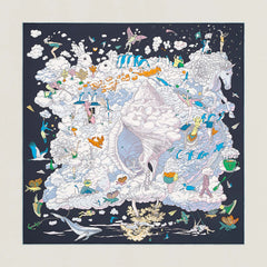 HERMES Sur Mon Nuage Scarf 90 X 90 | 愛馬仕 絲巾 (Black)