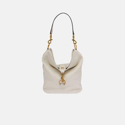 MIU MIU Leather Shoulder Bag with Snap Hook | 繆繆 手袋 (White)
