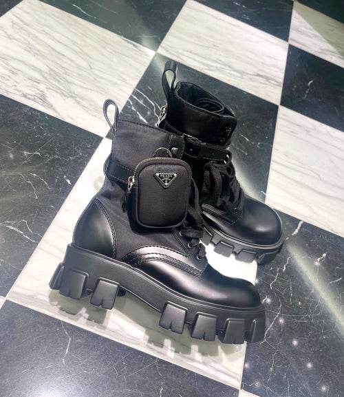 PRADA Men's Leather and Nylon Boots with Pouch | 普拉達 男仕皮靴 (黑色) - LondonKelly 英國名牌代購