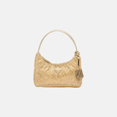 PRADA Satin Mini Hobo Bag with Crystals | 普拉達 手袋 (Gold)