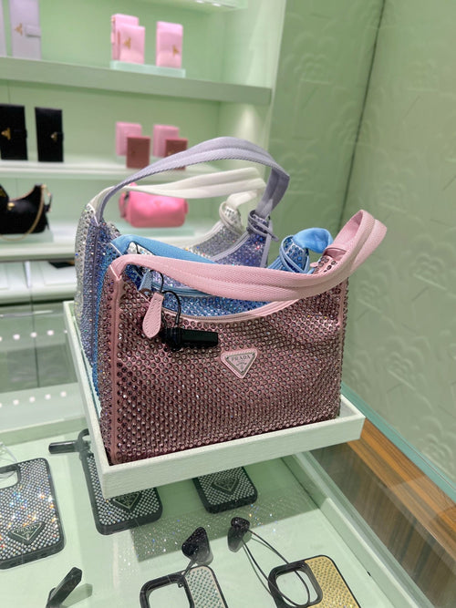 PRADA Satin Mini Hobo Bag with Crystals | 普拉達 手袋 (多色)
