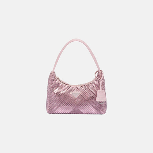 PRADA Satin Mini Hobo Bag with Crystals | 普拉達 手袋 (Pink)