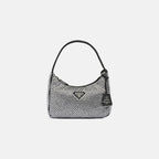 PRADA Satin Mini Hobo Bag with Crystals | 普拉達 手袋 (Black)