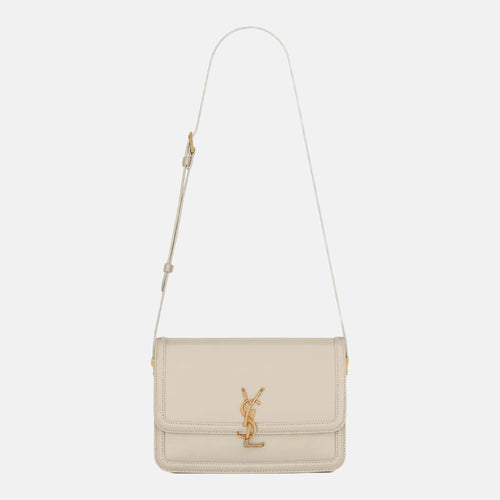 YSL Box Leather Solferino Medium Satchel (White) - LONDONKELLY