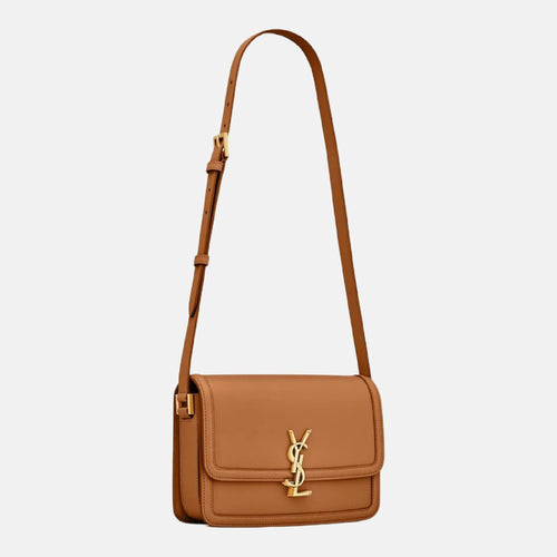 YSL Box Leather Solferino Medium Satchel (Dark Honey) - LONDONKELLY