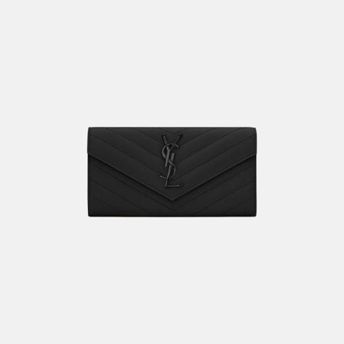 YSL SAINT LAURENT Cassandre Matelasse Large Flap Wallet | 聖羅蘭 銀包 (黑色)