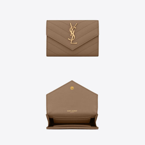 YSL SAINT LAURENT Small Envelope Wallet | 聖羅蘭 銀包 (Taupe)