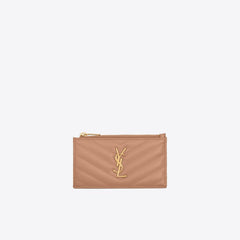 YSL Saint Laurent Cassandre Matelasse Zipped Card Case (Vintage Peach) | 聖羅蘭 卡套 | 607915BOW012346