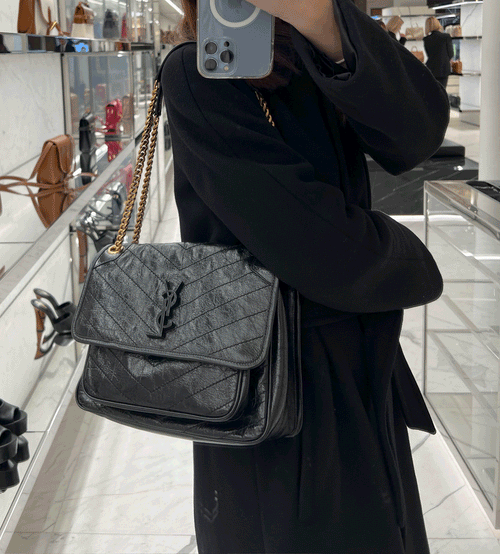 YSL SAINT LAURENT Niki Medium Chain Bag | 聖羅蘭 手袋 (黑色)