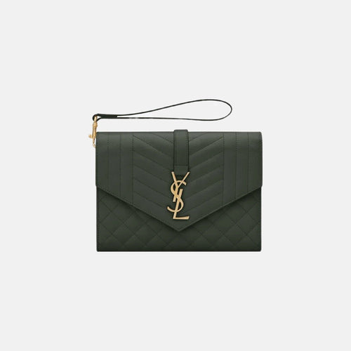 YSL Envelop Flap Grain Leather Pouch (4 Colours) - LONDONKELLY