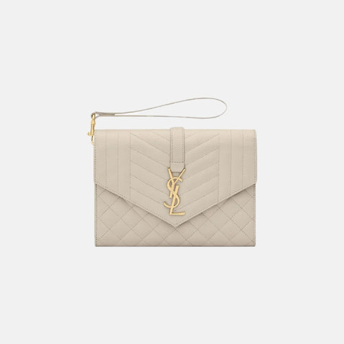 YSL Envelop Flap Grain Leather Pouch (4 Colours) - LONDONKELLY