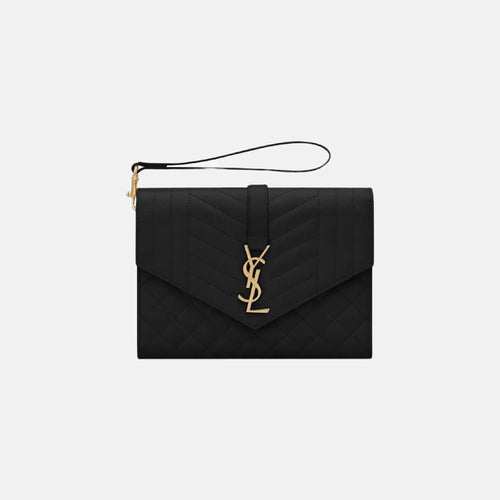 YSL SAINT LAURENT Envelop Flap Pouch | 聖羅蘭 手袋 (Black)