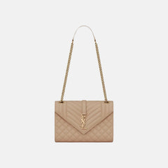 YSL Envelope MEDIUM Grain Leather Chain bag (Many Colours) - LONDONKELLY