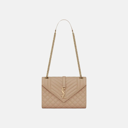 YSL Envelope MEDIUM Grain Leather Chain bag (Many Colours) - LONDONKELLY