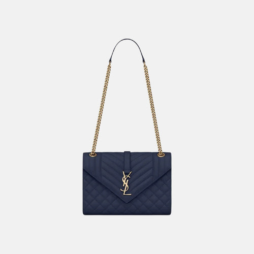 YSL Envelope MEDIUM Grain Leather Chain bag (Many Colours) - LONDONKELLY