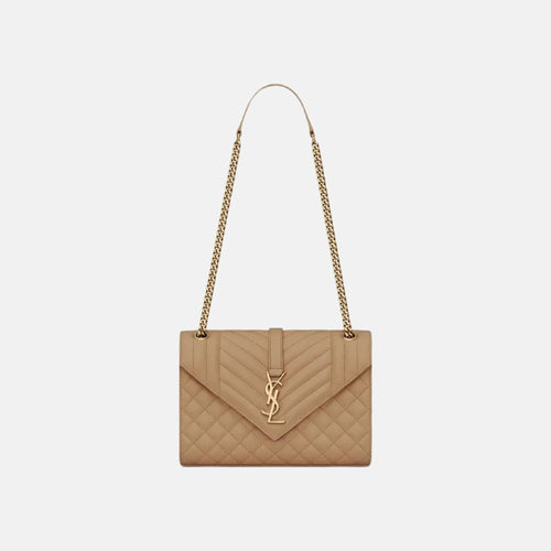 YSL Envelope MEDIUM Grain Leather Chain bag (Many Colours) - LONDONKELLY