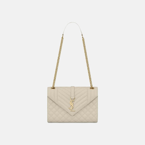 YSL Envelope MEDIUM Grain Leather Chain bag (Many Colours) - LONDONKELLY