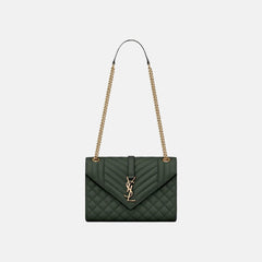 YSL Envelope MEDIUM Grain Leather Chain bag (Many Colours) - LONDONKELLY