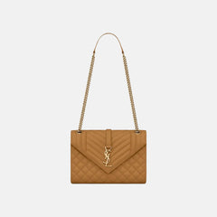 YSL Envelope MEDIUM Grain Leather Chain bag (Many Colours) - LONDONKELLY