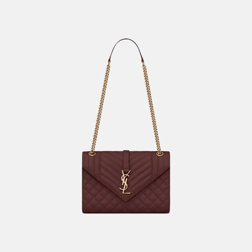 YSL Envelope MEDIUM Grain Leather Chain bag (Many Colours) - LONDONKELLY