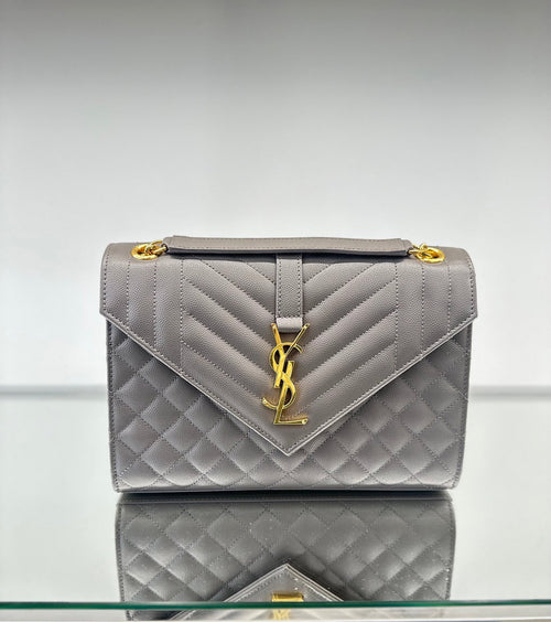 YSL SAINT LAURENT MG Medium Envelop Bag | 聖羅蘭 手袋 (灰色)