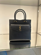 YSL SAINT LAURENT MG S Uptown Cab Grain Leather Bag | 聖羅蘭 手袋 (Black)