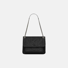 YSL Niki Medium Crinkled Vintage Leather Chain Bag (3 Colours) - LONDONKELLY