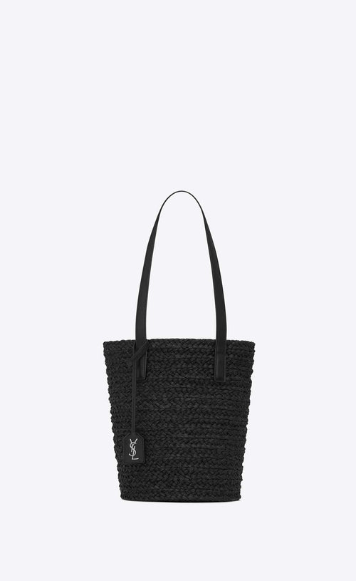 YSL SAINT LAURENT Panier Raffia Small Bag | 聖羅蘭 草編袋 (黑色)