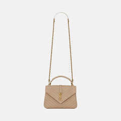 YSL Quilted Leather College Medium Chain Bag (4 Colours) - LONDONKELLY