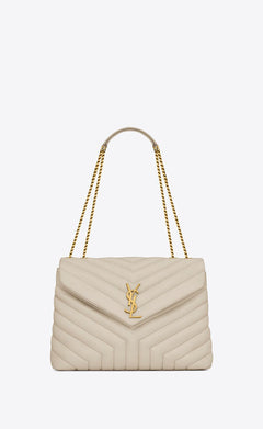 YSL Quilted 'Y' Leather Loulou Medium Chain Bag (Many Colours) - LONDONKELLY